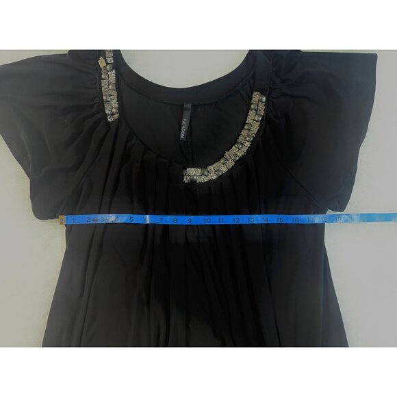 Flowy Embellished Black Jersey 2XL Dress with Rhinestone and Jewels Fairy Glam - Picture 11 of 14